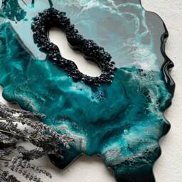 Geode Wall Picture, Wall Painting, Wall, Ocean Silver Geode, Abstract Painting - Geode Resin Art, Art - thumbnail 3
