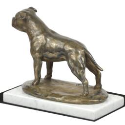Staffordshire Bull Terrier, Dog White Marble Base Statue, Limited Edition, Artdog. Made Of Cold Cast Bronze. Perfect Gift. Limited Edition - thumbnail 2