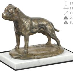 Staffordshire Bull Terrier, Dog White Marble Base Statue, Limited Edition, Artdog. Made Of Cold Cast Bronze. Perfect Gift. Limited Edition - thumbnail 4