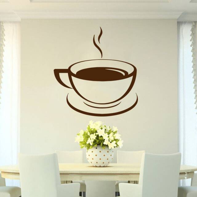 Coffee Cup Vinyl Wall Decal Removable Bean Decor 1723 - image 1