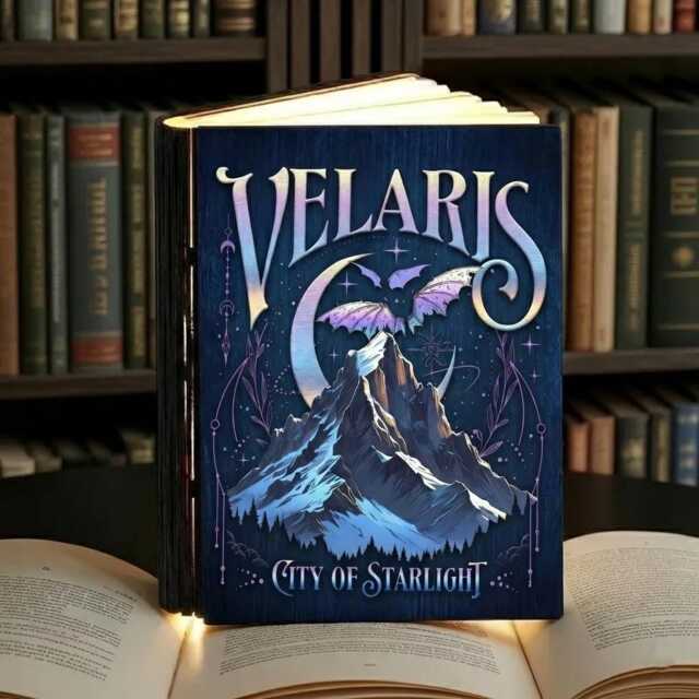 Velaris Acotar Book Lamp, City Of Starlight Folding Led Light, Night Court Light Reading Fantasy Of Dreams Decor - image 1
