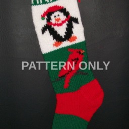PDF Pattern Only Hand Knitted Fireplace/Penguin Christmas Stocking - thumbnail 2