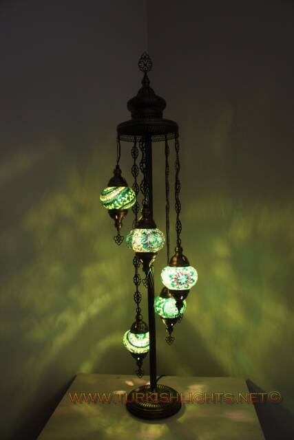 5 Ball Turkish Mosaic Floor Lamp With Large Globes, Lambader - image 1