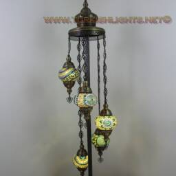 5 Ball Turkish Mosaic Floor Lamp With Large Globes, Lambader - thumbnail 2