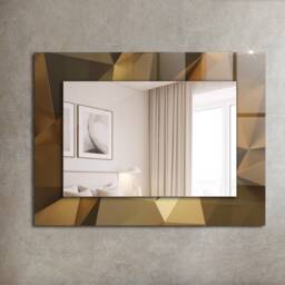 Geometric Shapes Mirror, Rectangular Mirror With Frame, Brown Printed Decorative Wall For Entrance - thumbnail 1