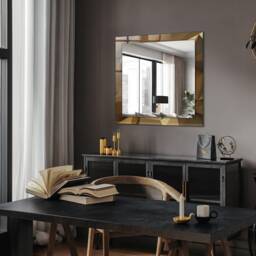 Geometric Shapes Mirror, Rectangular Mirror With Frame, Brown Printed Decorative Wall For Entrance - thumbnail 2