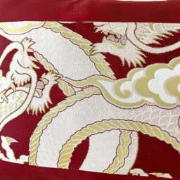 Red & Silver Dragon Brocade Pillow Cover, Golden Case, Japanese Obi Brocade, Sofa Bedding, Kimono Throw Case - thumbnail 3
