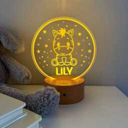 Personalised Zebra Night Light - Custom Name Led Lamp Colour Changing Nursery Decor - thumbnail 4
