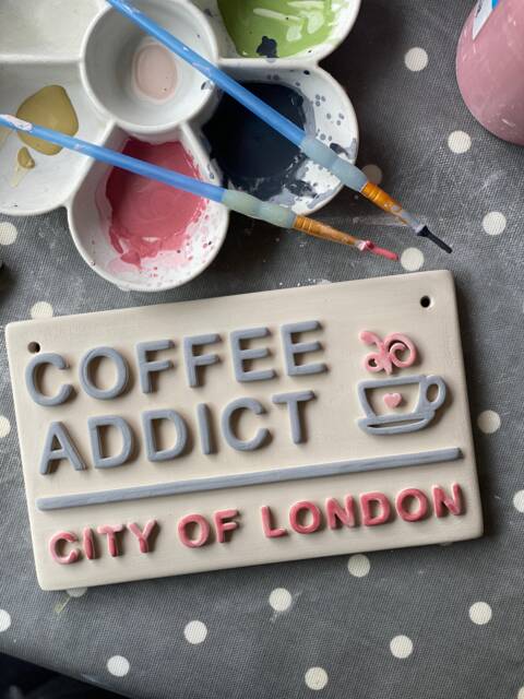 Coffee Addict-London Street Sign-Cafe Wall Sign-Coffee Lover-Ceramic Plaque-Time For Coffee-Kitchen & Tea-Kitchen Decor-Barista - image 1