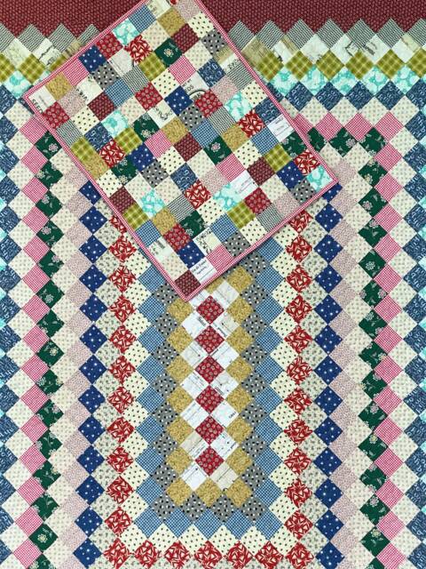 Handmade Twin Quilt & Pillow Sham Set - Vintage Feed Sack Look - image 1