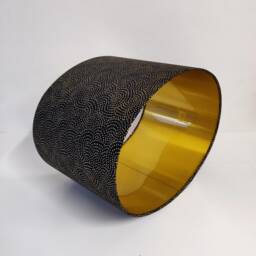 Black & Gold Oval Lampshade With Metallic Swirls Lining - thumbnail 3