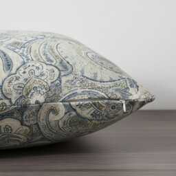 Blue Grey Paisley Cushion Cover 18x18 Inch - Bohemian Throw Pillow Case With Hidden Zip - thumbnail 2