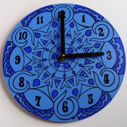 Jewel Tone Clock in Palace Blue - Bohemian Home Decor Psychedelic Geometric Eco Friendly Gift Made From Recycled Vinyl Record - thumbnail 2