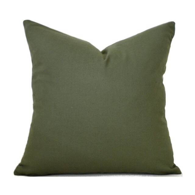 Indoor Pillow Covers With Zipper, Washable, Quick Ship, Dark Green Cotton Solid Boxwood - image 1