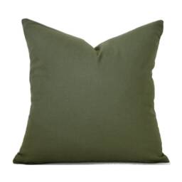 Indoor Pillow Covers With Zipper, Washable, Quick Ship, Dark Green Cotton Solid Boxwood - thumbnail 1