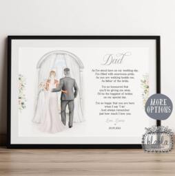 Father Of The Bride Gift, Custom & Portrait Art, Custom, Bridal Drawing, Wedding Gift - thumbnail 1