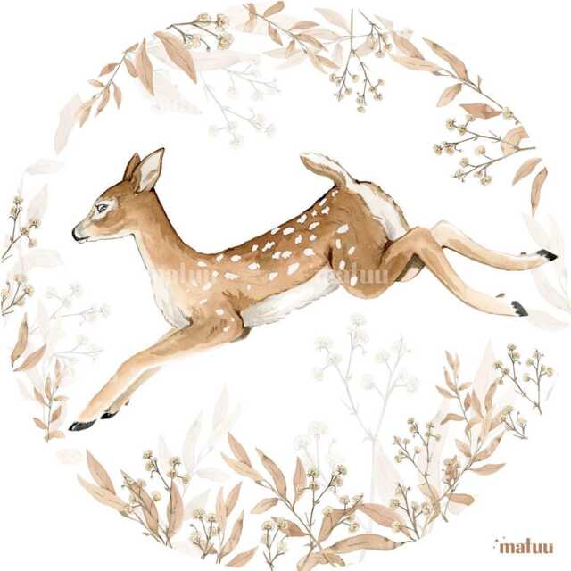 Fawn Wall Sticker Botanical Woodland Nursery Decor - image 1