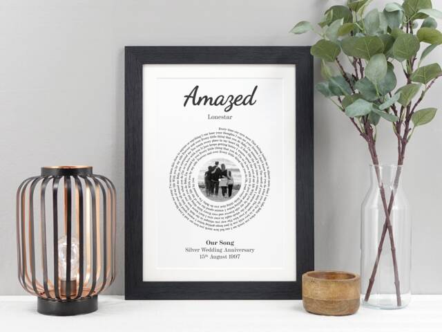 Personalised Song Lyrics Print - First Dance With Photo Wedding Anniversary Gift Custom Music Keepsake Va068 - image 1