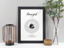 Personalised Song Lyrics Print - First Dance With Photo Wedding Anniversary Gift Custom Music Keepsake Va068 - thumbnail 1
