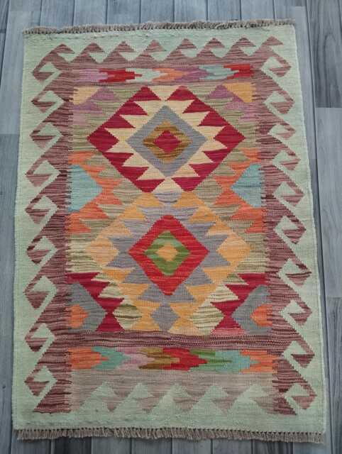Classic Kilim Rug, Handmade Artisan Afghan Turkish Persian Qashqai Navajo Bohemian Natural Wool Flatweave Multicolour Rug 109x79 cm - image 1