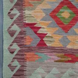Classic Kilim Rug, Handmade Artisan Afghan Turkish Persian Qashqai Navajo Bohemian Natural Wool Flatweave Multicolour Rug 109x79 cm - thumbnail 4