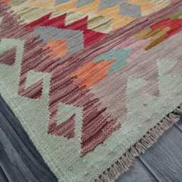 Classic Kilim Rug, Handmade Artisan Afghan Turkish Persian Qashqai Navajo Bohemian Natural Wool Flatweave Multicolour Rug 109x79 cm - thumbnail 2