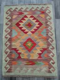 Classic Kilim Rug, Handmade Artisan Afghan Turkish Persian Qashqai Navajo Bohemian Natural Wool Flatweave Multicolour Rug 109x79 cm - thumbnail 1