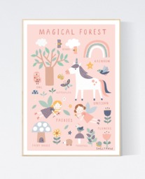 Magical Forest Girls Wall Art - Wall Children's Prints Illustration - thumbnail 1