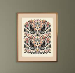 Folk Leopards Side Eye Art Print - Cat Painting Wall By Christine De Carvalho - thumbnail 1