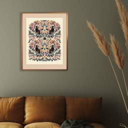 Folk Leopards Side Eye Art Print - Cat Painting Wall By Christine De Carvalho - thumbnail 2