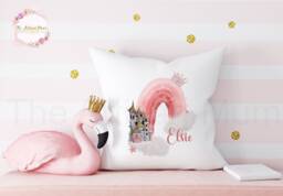 Personalised Children's Princess Cushion, New Baby Gift Pillow, Gifts For Birthdays, Princess Name Kid's Gift, Castle - thumbnail 1
