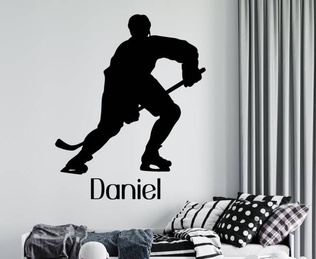 Personalized Ice Hockey Player Wall Decal Custom Sports Decor 4399 - image 1
