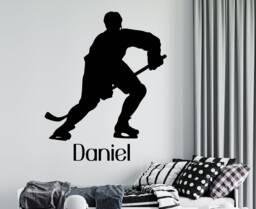 Personalized Ice Hockey Player Wall Decal Custom Sports Decor 4399 - thumbnail 1