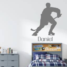Personalized Ice Hockey Player Wall Decal Custom Sports Decor 4399 - thumbnail 2