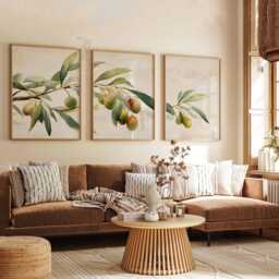 Olive Tree Wall Art Set Of 3, Botanical Branch Poster Prints, Mediterranean Plant Decor, Neutral Nature Artwork, Modern Leaf Prints - thumbnail 2