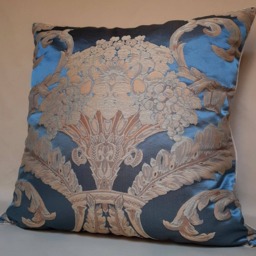 Rubelli Labuan Blue Silk Damask Fabric Lumbar Throw Pillow Cushion Cover - Handmade in Italy - thumbnail 3