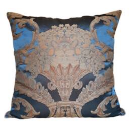 Rubelli Labuan Blue Silk Damask Fabric Lumbar Throw Pillow Cushion Cover - Handmade in Italy - thumbnail 1