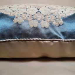 Rubelli Labuan Blue Silk Damask Fabric Lumbar Throw Pillow Cushion Cover - Handmade in Italy - thumbnail 4