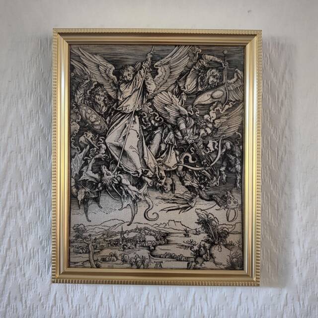 "Saint Michael Versus The Dragon - Albrecht D??rer, 1498 Framed Handmade Reproduction On Canvas 8""x10" - image 1
