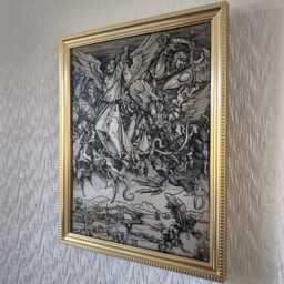 "Saint Michael Versus The Dragon - Albrecht D??rer, 1498 Framed Handmade Reproduction On Canvas 8""x10" - thumbnail 3
