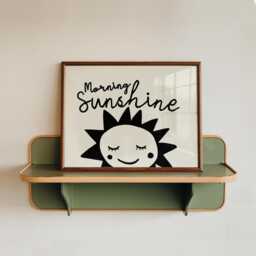 Morning Sunshine Mid Century Retro Wall Art Print, Cute Smiling Sun Vintage Style Art, Playful Bedroom Poster, Whimsical Landscape - thumbnail 2