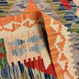 Handmade Kilim Runner, Artisan Afghan Turkish Aztec Sheep Wool Runner Rug 282x80 cm - thumbnail 3