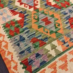 Handmade Kilim Runner, Artisan Afghan Turkish Aztec Sheep Wool Runner Rug 282x80 cm - thumbnail 2