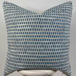 Harlow - Ink - Gilman Blue Woven Yarn Weave Handmade Cushion Cover - thumbnail 2