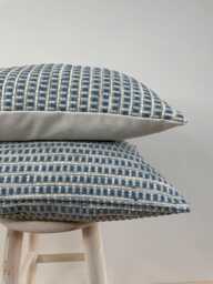 Harlow - Ink - Gilman Blue Woven Yarn Weave Handmade Cushion Cover - thumbnail 1