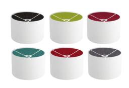 Handmade Leanne White Washed Linen Drum Lampshade, Red, Green, Black