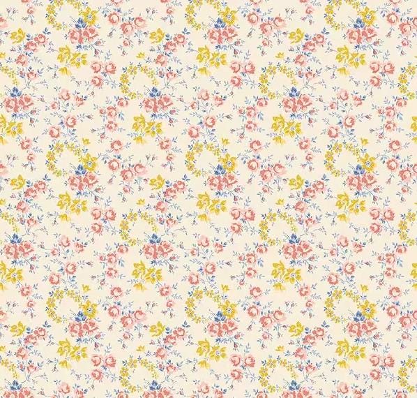 Floral Fitted Crib Sheet - Pink Yellow Cotton Woven Nursery Bedding - image 1