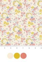 Floral Fitted Crib Sheet - Pink Yellow Cotton Woven Nursery Bedding - thumbnail 2