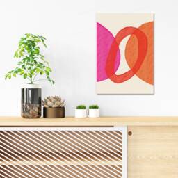 Abstract Art Print Poster Wall Home Decor Modern Contemporary Pink Red Circle Shapes Colorful Unique Scandi Beautiful Minimal Mid-Century A3 - thumbnail 2