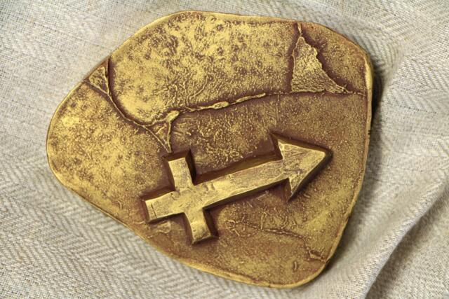 Sagittarius Horoscope Symbol Bas Relief Astrologic Zodiac Sign Small Sculpture Wall Art Original Birthday Gift Gold Silver Home Office Decor - image 1